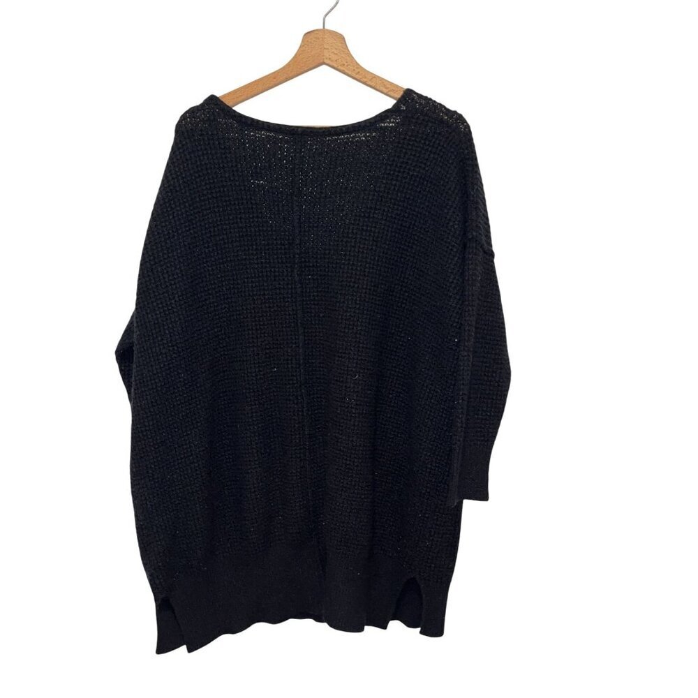 Free People Black Knit Oversized V-Neck Pullover Sweater Women's Size XS/S - Picture 4 of 10